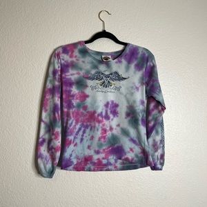 DIY Tie Dye Girls Harley Davidson Small Long Sleeve